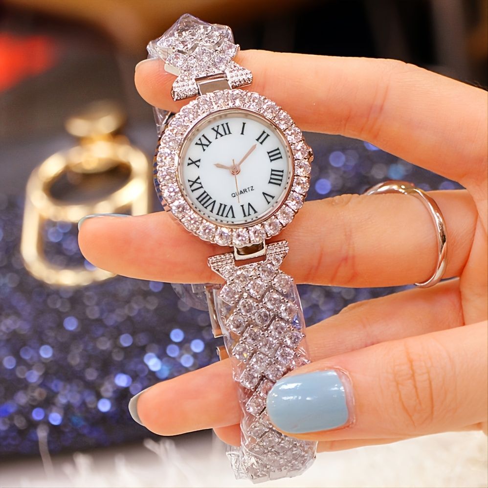 6pcs/set Rhinestone Watch + Jewelry Set Fancy Women Watches Jewelry