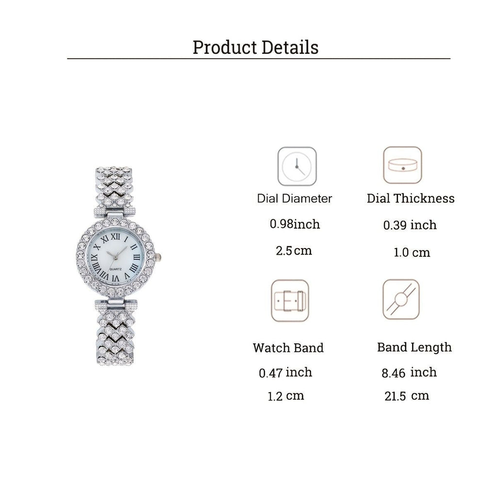 6pcs/set Rhinestone Watch + Jewelry Set Fancy Women Watches Jewelry